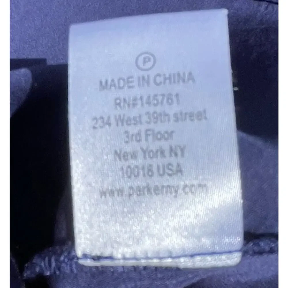 Parker Women 100% Silk Blouse Round Neck Tiered Sleeves Career Wear Navy Blue S - Picture 10 of 11